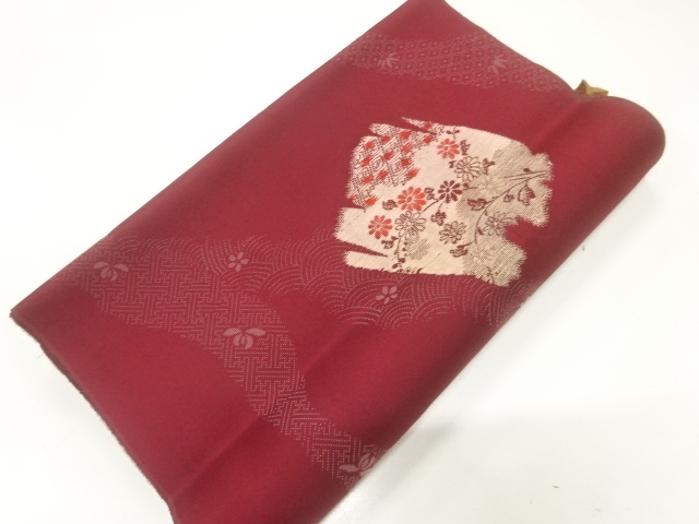 JAPANESE KIMONO / ANTIQUE ARAIHARI FOR KIMONO / WOVEN FLOWERS